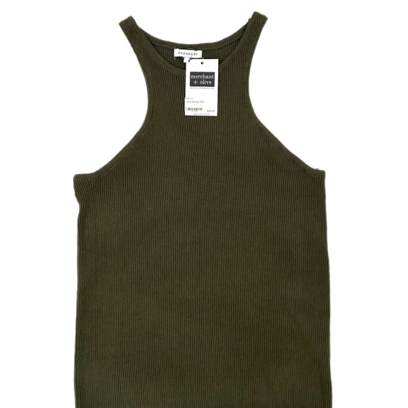 CAESCENT Olive Green Rib Stretch
Sweater Racer Tank Top | Boutique | Size Small - Picture 1 of 5